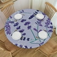 thumbnail image 1 of HAOXIT Lavender Flowers Pattern Purple Fitted Round Tablecloth Waterproof Table Cloth with Elastic Edge Wipe Clean Table Cover for Indoor Outdoor  38"-42, 1 of 8
