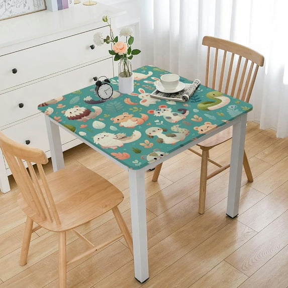 HAOXIT Leaf Washable Polyester Table Cloth Water Resistant Table Cover for Dining Kitchen Home Party Wedding Decoration, Black, One Size White