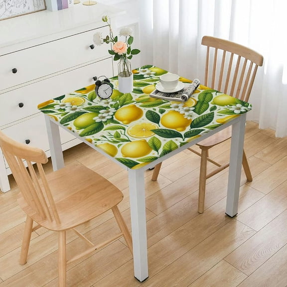 HAOXIT Leaves Tablecloth Waterproof for Rectangle/Square Tablecloth,Summer Fruit Table Cloth Cover for Fall Christmas Wedding Party,Green Yellow Black White