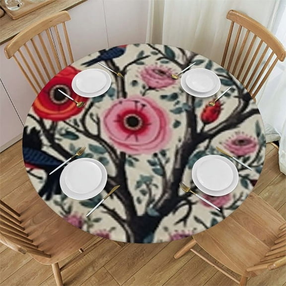 HAOXIT Lighthouse Starfish Tablecloth Coastal Fishing Marine Ocean Beach Round Table Cloth Protector Proof Table Cover 31-35