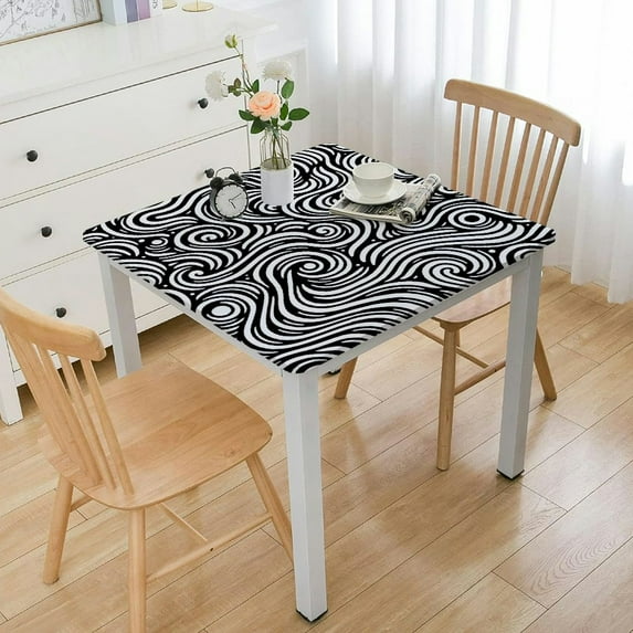 HAOXIT Line Square Wipeable Table Cloth Cover Table Pad Cover for Dining Room Fitted Table 48''x48''