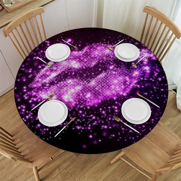 HAOXIT Lips Table Cloth Trendy Woman Girl Mouth Glitter Water Resistance Microfiber Tablecloth, Decorative Table Cover 46-50