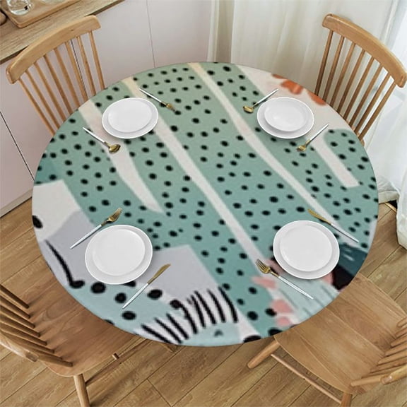 HAOXIT Llama Table Cloth Cute Cartoon Alpaca and Cactus Tropical Botanical Water Resistance Microfiber Tablecloth, Decorative Table Cover 54-58