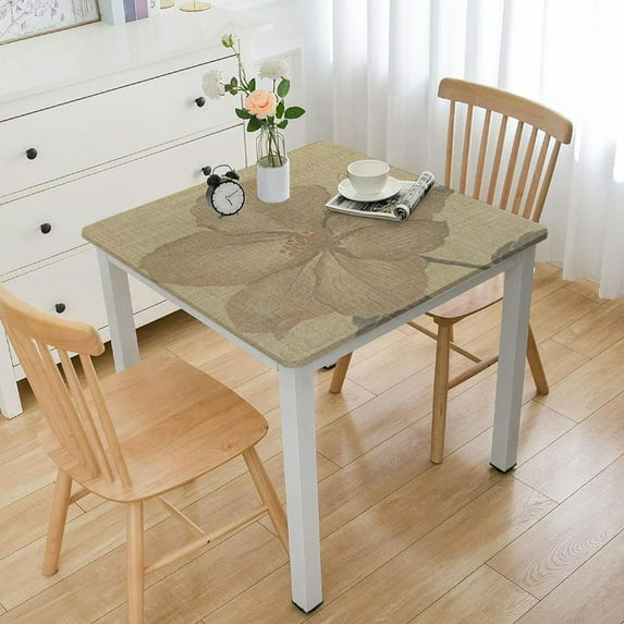HAOXIT Macrame Waterproof Table Cloth, Farmhouse Linen Style Rectangle Table Cover, Wrinkle Resistant Washable Indoor Outdoor Table Cloth 36*36