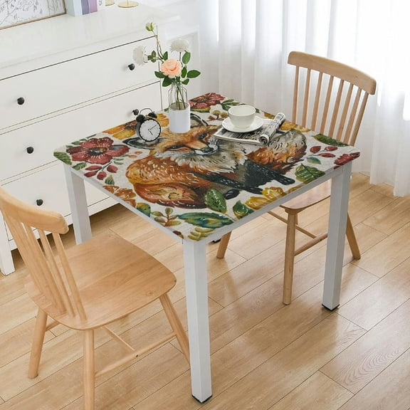 HAOXIT Mainstream Fun Fall Vinyl Tablecloth | Easy Care | Flannel-Back | Wipe Clean 48''x48''