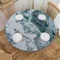 thumbnail image 1 of HAOXIT  Marble Blue Green Round Tablecloth Abstract Ocean Rock Splashes Marble Pattern Table Cloth Dining Table Cover for Home Kitchen Restaurant Party Buffet Picnic 46-50, 1 of 8