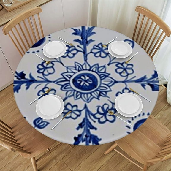 HAOXIT Marble Print Tablecloth, Urban Brick Rocks Facade Architecture Town Picture, Round Table Cover for Dining Room Kitchen Decor