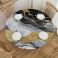 thumbnail image 1 of HAOXIT Marble Texture Modern Abstract Black White Gold Round Fitted Table Cover Circle Tablecloth for Outdoor Dining Party Holiday Fits Round Table 46-50, 1 of 8