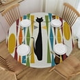 thumbnail image 1 of HAOXIT Mid-Century Modern Art Cat Tablecloth for Round Tables, Oil-Proof Spill-Proof and Tablecloth, Round Table Cloth. 46-50, 1 of 8