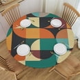 thumbnail image 1 of HAOXIT Mid Century Tablecloth, Abstract Geometric Half Circles Pattern Nordic Style Table Cloth Cover for Indoor Picnic Party, Red Round 42-46, 1 of 8
