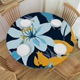 thumbnail image 1 of HAOXIT Modern Lily Flower Floral Fitted Round Tablecloth Waterproof Table Cloth with Elastic Edge Wipe Clean Table Cover for Indoor Outdoor 46-50, 1 of 8