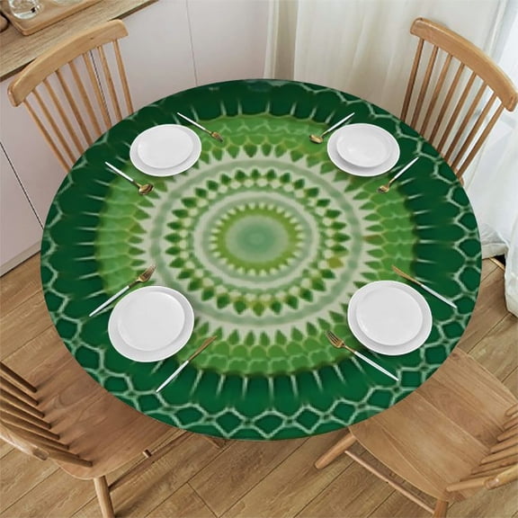 HAOXIT Moroccan Tablecloth, Oriental Motif with Mix of Hippie Retro Circle Mosaic Lines Design, Dining Room Kitchen Round Table Cover