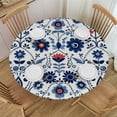 thumbnail image 1 of HAOXIT  Nordic Folk Art Round Table Cloth,Abstract Retro Flowers Tablecloths Waterproof Stain-Resistant Oil-Proof Wrinkle Table Cover Dinner Kitchen Decor 46-50, 1 of 8