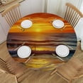 thumbnail image 1 of HAOXIT Ocean Decor Tablecloth, Sunset Over The Pacific Ocean from California Sunlight Colored Sky Photo Print, Round Table Cover for Dining Room Kitchen, 1 of 8