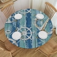 thumbnail image 1 of HAOXIT Ocean Tablecloth, Abstract Palette Lines Geometrical Image, Dining Room Kitchen Round Table Cover, 1 of 8