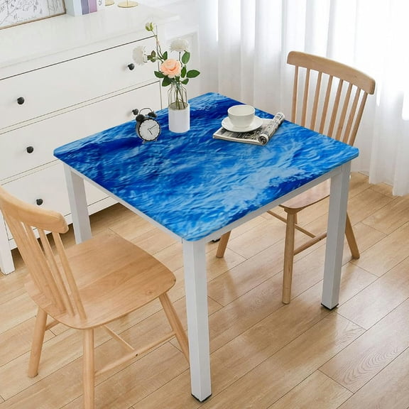 HAOXIT  Ocean Waves Blue Tablecloth Ocean Tablecloth Sea Theme Picnic Table Cover Waterproof  Table Cover Stain Resistant Water Table Cloth for Beach Pool Birthday 36*36