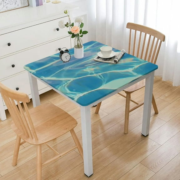 HAOXIT   Ocean Waves Rectangle Tablecloth Water Print Under The Sea Decorative Table Cover Washable Polyester Table Cloths for Dinner Table Summer Beach Pool Birthday Party Decor Supplies 46*46