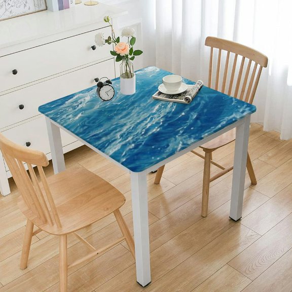 HAOXIT Ocean Waves Tablecloth Water Print Square Table Cover Ocean Party Table Cloths for Beach Pool Birthday Under The Sea Party Decorations Supplies 40*40