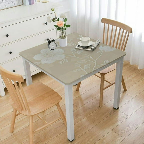 HAOXIT , Oil Spill Proof Stain Resistant Table Cover with Flannel Backing for Kitchen, Dining white