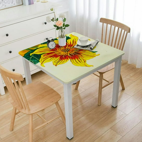 HAOXIT - Oilcloth Table Cloth - Wipeable Tablecloths for Picnic - Non-Fading Square Table Cover with Better Than Flannel Backing - Crysanthemums ( Rectangle) 46*46