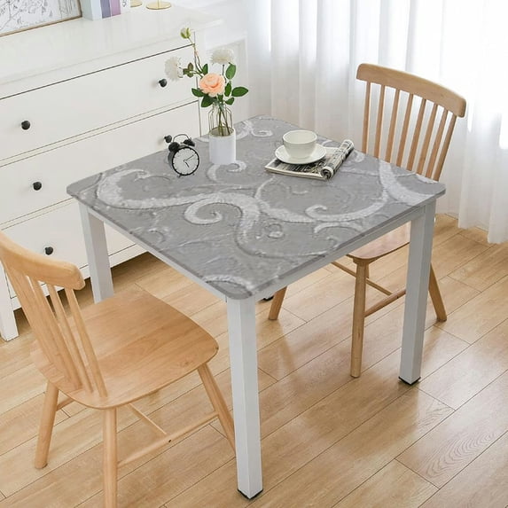 HAOXIT Opal Innocence Square Tablecloth, Platinum 46*46