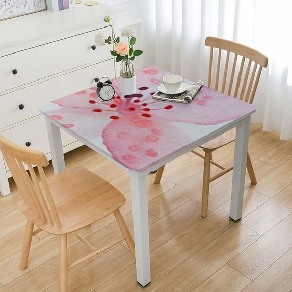 HAOXIT Outdoor Square Tablecloth , Pink Square Tablecloth, Summer Botanical Patio Table Cover Waterproof Table Cloth for Picnic/Party 36*36