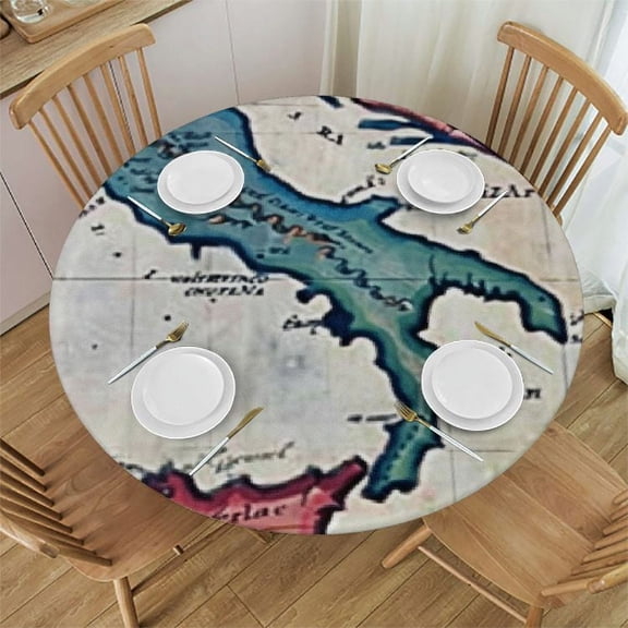 HAOXIT Outdoor Tablecloth, Vintage Map Illustration of Italy with Retro Print Travel in The Past, Decorative Washable Picnic Table Cloth