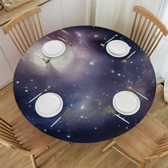 HAOXIT Outer Space Tablecloth, Black Round in The Nebula Gas Cloud in Outer Space Universe Solar System, Round Table Cover for Dining Room Kitchen Decor