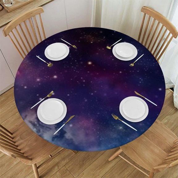 HAOXIT Outer Space Tablecloth, Star Milky Way Inspired with , Round Table Cover for Dining Room Kitchen Decor