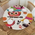 thumbnail image 1 of HAOXIT Owls Tablecloth, Group of Cowboy Cowgirl Owls with Hats and Guitars Cactus of de Themed Art, Round Table Cover for Dining Room Kitchen Decor, 1 of 8
