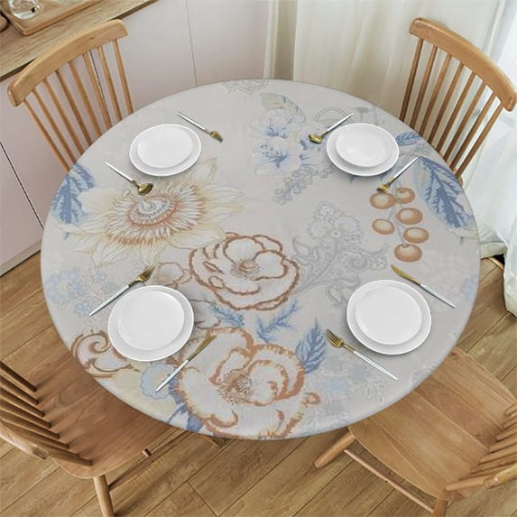 HAOXIT Paisley Round Tablecloth, Watercolor Floral Paisley Design, Great for Buffet Tables, Parties, and More