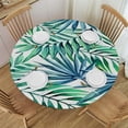 thumbnail image 1 of HAOXIT Palm Leaves Round Table Cove, Tropical Jungle Plants Background, Elastic Edge, Suitable for Table Decoration, Buffet and Camping, Fit for Round Table 31-35, 1 of 8