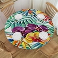 thumbnail image 1 of HAOXIT Palm Leaves Tablecloth, Tropical Jungle Plants Background, Elastic Edge, Can Wipe Indoor/Outdoor Dining Table Cover, Fit for Round Table 31-35, 1 of 8