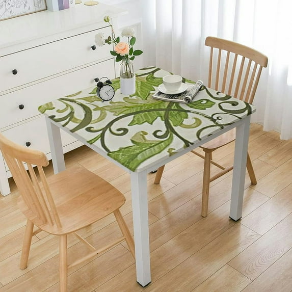 HAOXIT Pastel Rose Floral Vinyl Flannel Backed Tablecloth, Square, Roses and Butterfly Spring Print Vinyl Tablecloth with Flannel Backing 36*36