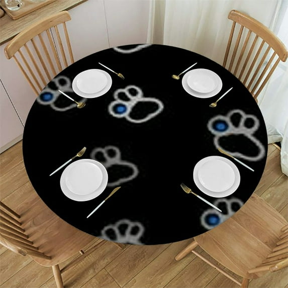 HAOXIT Paw Table Cloth Waterproof Round Tablecloth Washable Party Table Cover for Celebration Holiday Camping Picnic Black Fall Decorations for Home 31-35