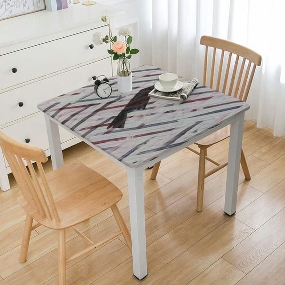 HAOXIT Modern Elastic Edge Square Tablecloth - Machine Washable with Stylish Irregular Pattern for Dining Room Decor 48''x48''