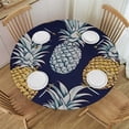 thumbnail image 1 of HAOXIT Pineapple Fruit Navy Cloth for Round Tables with Elastic Tablecloth Table Cover for Dining Kitchen Parties 54-58, 1 of 8