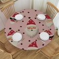 thumbnail image 1 of HAOXIT Pink Christmas Round Tablecloth Washable Cute Circular Polyester Table Cloths Cover Tablecloth for Kitchen Dinning Tabletop Decoration 54-58, 1 of 8