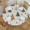 thumbnail image 1 of HAOXIT Pink Christmas Tree and Round Tablecloth Waterproof Table Cloth Polyester Tablecloth Table Cover for Kitchen Outdoor Party Picnic 31-35, 1 of 8