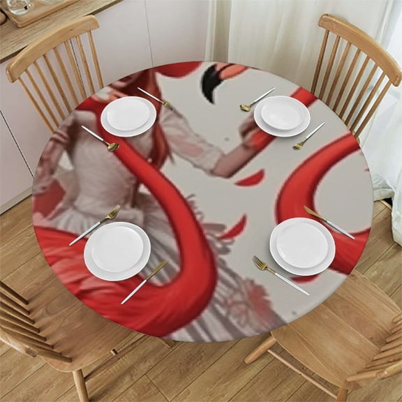HAOXIT Pink Flamingo Table Cloth Christmas and Happy New Year Flamingo with Santa Hat Scarf Water Resistance Microfiber Tablecloth, Decorative Table Cover 38-42
