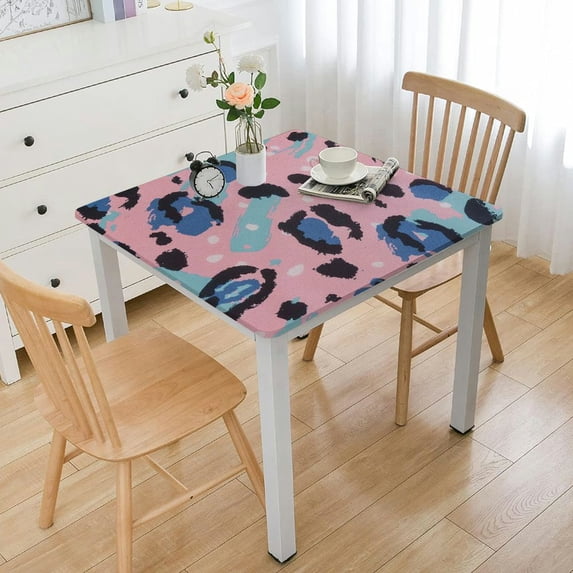 HAOXIT Pink Square Tablecloth Animal Print Table Cloth for Square Table Wrinkle-Resistant Table Cover Waterproof Washable Tablecloth for Dining Kitchen Party 40*40
