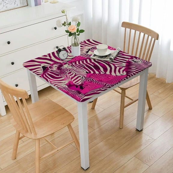 HAOXIT  Pink Zebra Print Animal Table Cloth Square Tablecloth Anti Wrinkle Table Cover for Dining Kitchen Parties 54''x54''