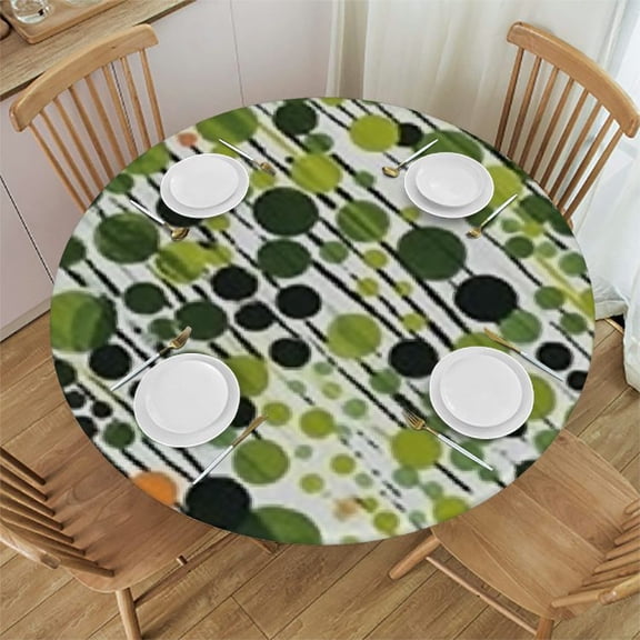 HAOXIT Plant Tablecloth Plant Leaves Floral Elements Round Table Cloth Protector Proof Table Cover 46-50