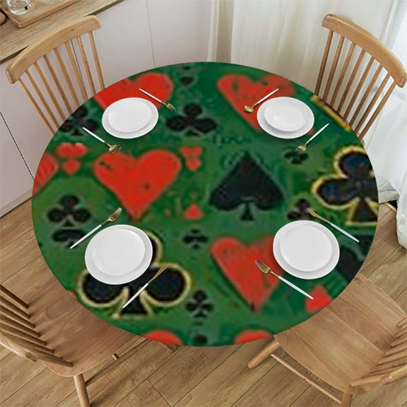 HAOXIT Poker Card Round Tablecloth Tablecover for Party Tabletop Decoration 54-58