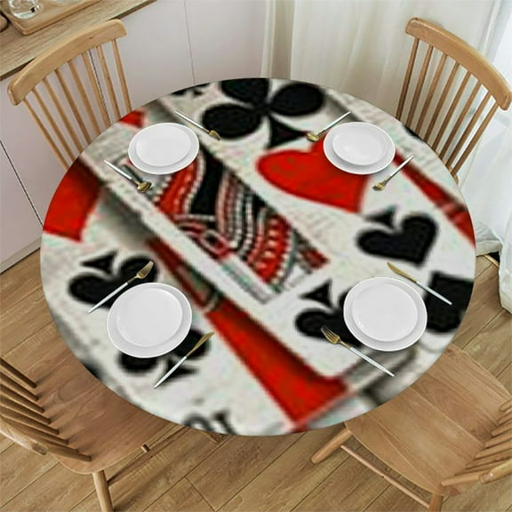 HAOXIT Poker Table Cloth Round Round Tablecloth for Dining Room, Py, Banquet 54-58
