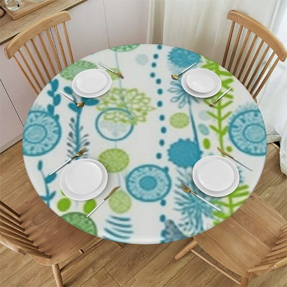 HAOXIT Polka Dots Tablecloth, Pastel Circles with Random Pixel Spots Sprinkles Design, Round Table Cover for Dining Room Kitchen Decor