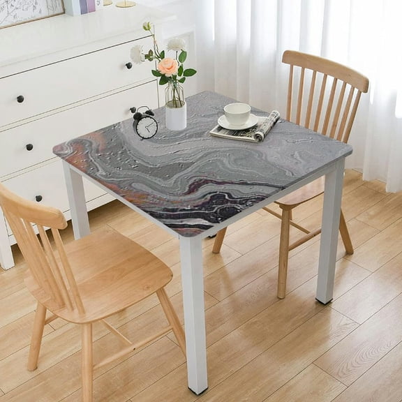 HAOXIT Polyester s for Rectangle Tables | White Wave Print Hem Stitch Dining Table Cover | Decorative Washable for Kitchen, Dining 52*52