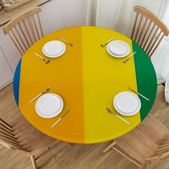HAOXIT Pride Outdoor Round Tablecloth, Horizontal Rainbow Colored Flag of Parade Freedom Love Passion Theme, Decorative Washable Picnic Table Cloth