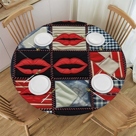 HAOXIT Print Table Cloth Round Colorful Vertical Striped Art Autumn Fabric Decorations Dinner Parties Indoor Or Outdoor Decor