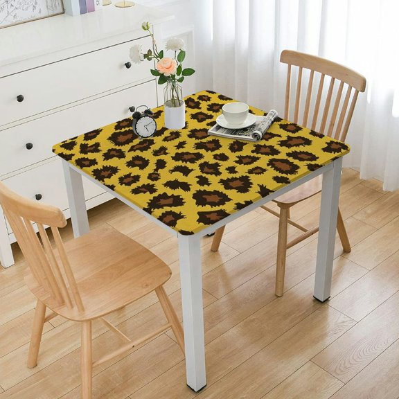 HAOXIT Print Tablecloths Animal Skin Theme Cicle Table Covers Spotted Decorations for Themed Party Dining Room Booth Props 36*36